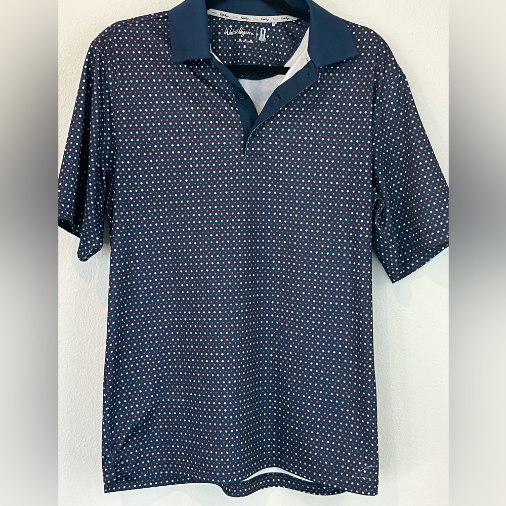 Men’s Walter Hagen Red, White and Blue Stars Golf Shirt Sz S